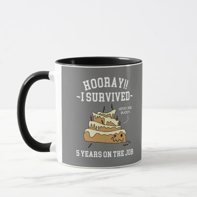 Jag överlevde 5 år på jobbet 5 års tjänst mugg (Vänster)