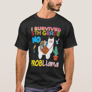 Jag Överlevde 5:e Klass No Probllama Llama Student T Shirt