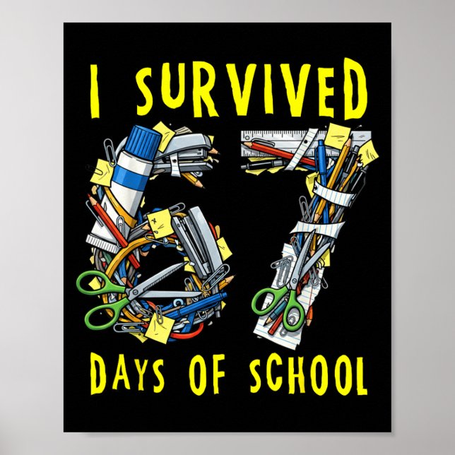Jag överlevde 67 + 33 skoldagar 100:e dagens matte poster (Framsidan)