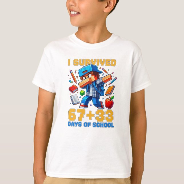 Jag överlevde 67 33 skoldagar 100 skoldagar t shirt (Framsida)