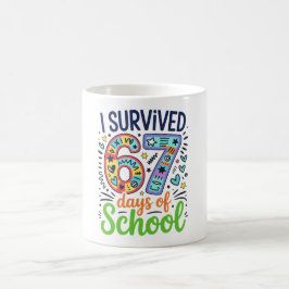 Jag överlevde 67 dagar av skolan Färgrik Doodle Mi Kaffemugg