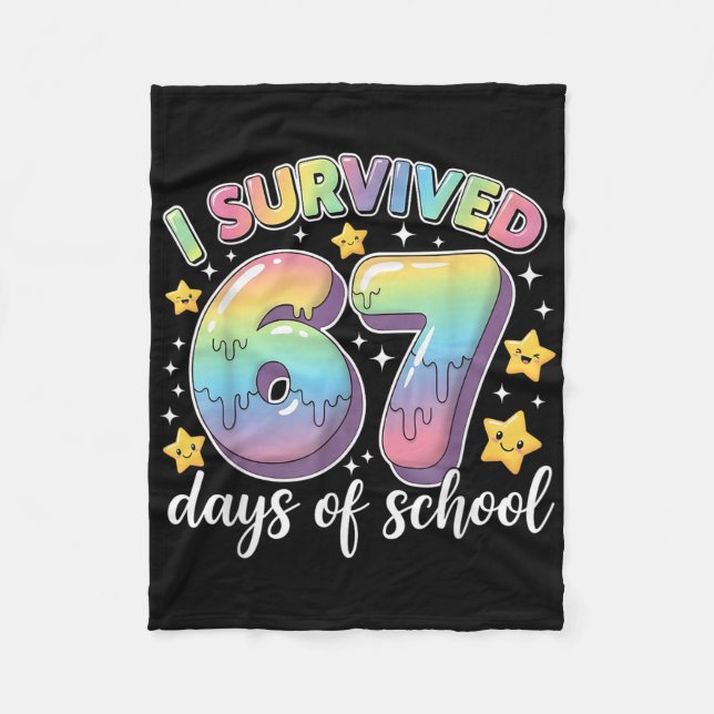 Jag överlevde 67 dagar av skolan lärare elever kul fleecefilt (Framsidan)