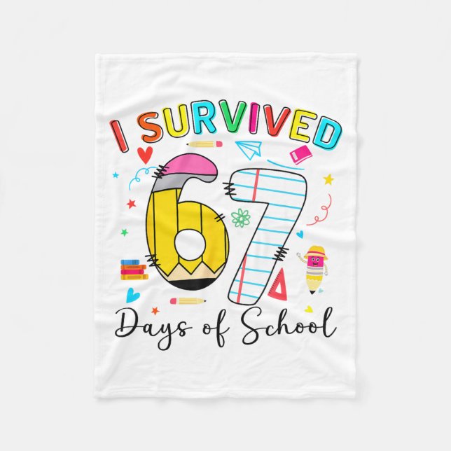 Jag överlevde 67 dagar av skolans roliga meme sex  fleecefilt (Framsidan)