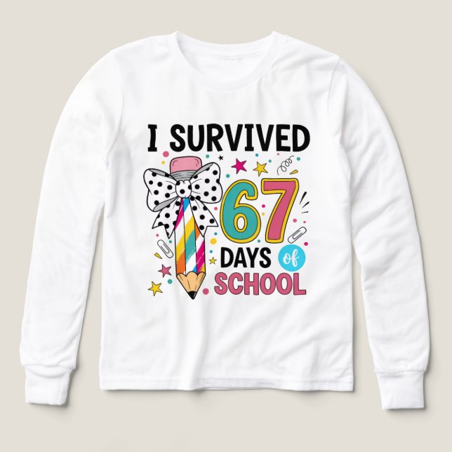 jag överlevde 67 dagar av skoltröja t shirt (Design framsida)