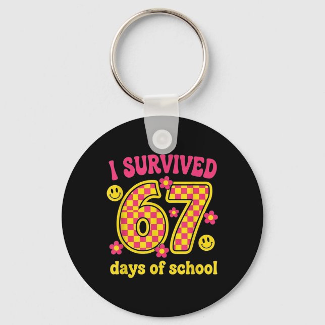 Jag överlevde 67 dagar i skolan 100 dagars hjärnro nyckelring (Framsida)