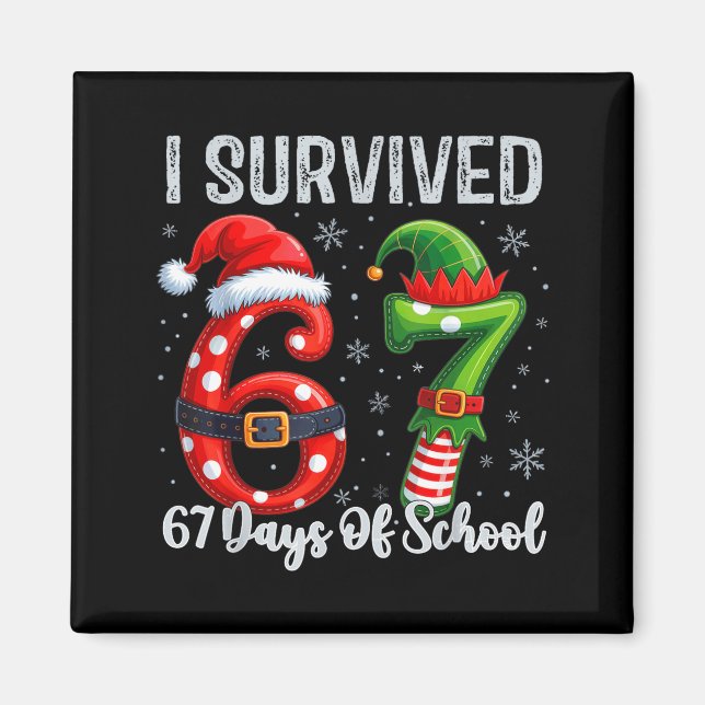 Jag överlevde 67 dagar i skolan Six Seven Meme Rol Magnet (Framsidan)