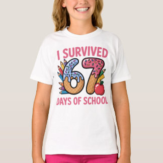 Jag överlevde 67 dagar med skolglass våffla t shirt