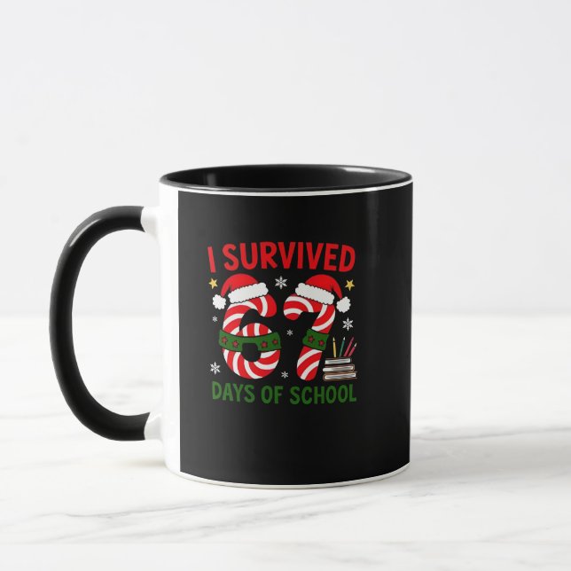 Jag överlevde 67 skoldagar jul 100 dagar   mugg (Vänster)