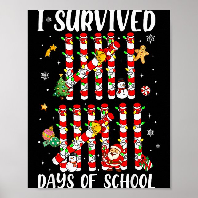 Jag överlevde 67 skoldagar Julpepparkaka räknare Poster (Framsidan)