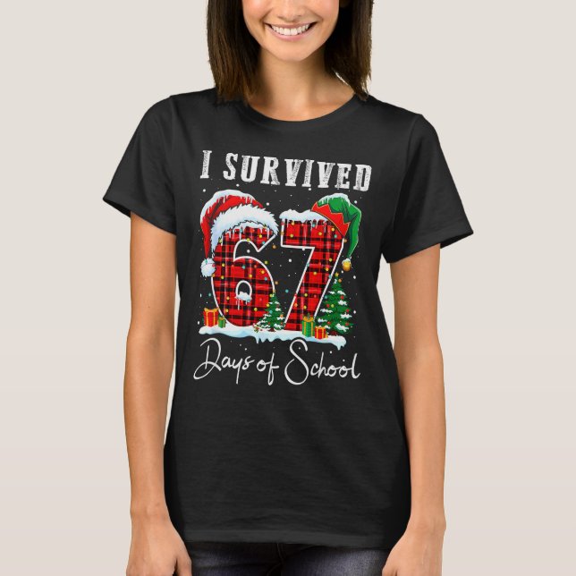 Jag överlevde 67 skoldagar julpepparkaka t shirt (Framsida)