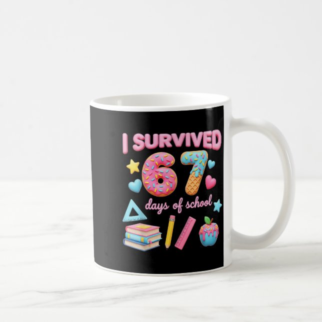 Jag överlevde 67 skoldagar meme Six Seven Gen Al Kaffemugg (Höger)