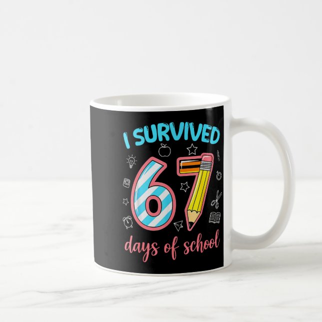 Jag överlevde 67 skoldagar Rolig 67 meme lärare Kaffemugg (Höger)