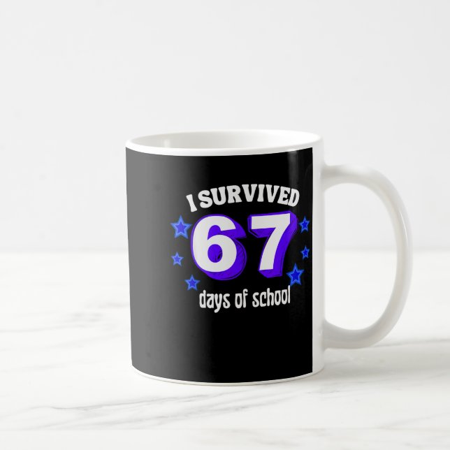 Jag överlevde 67 skoldagar Rolig 67 meme Retro S Kaffemugg (Höger)