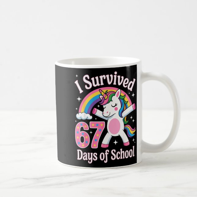 Jag överlevde 67 skoldagar Roligt 67 lärare Barn Kaffemugg (Höger)