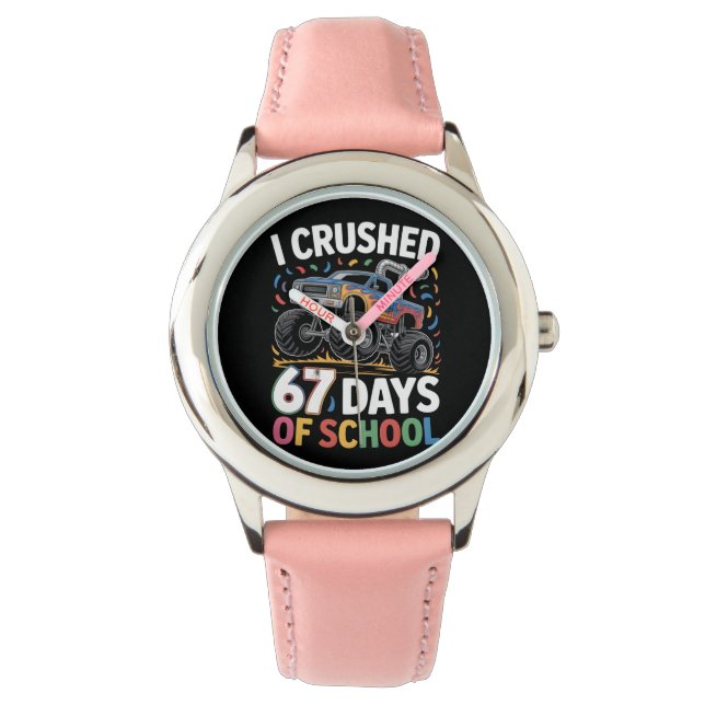 Jag överlevde 67 skoldagar Roligt Meme Lärare  Armbandsur (Framsida)