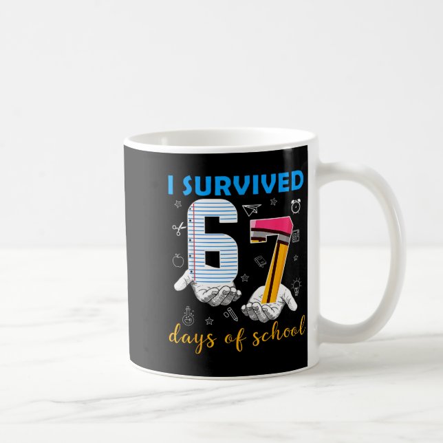 Jag överlevde 67 skoldagar Roligt meme lärare Kaffemugg (Höger)