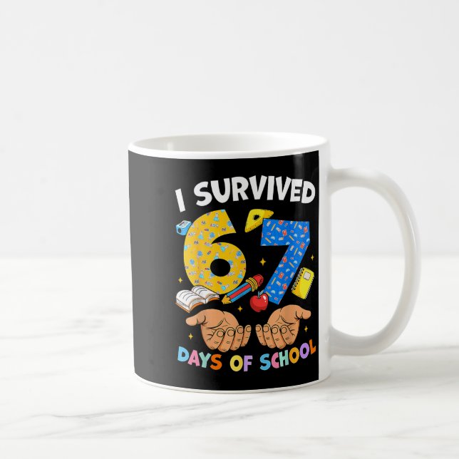 Jag överlevde 67 skoldagar Roligt meme lärare Kaffemugg (Höger)