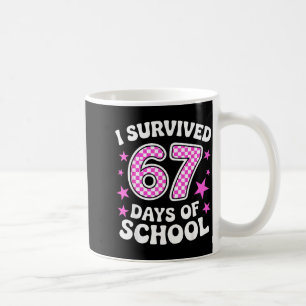 Jag överlevde 67 skoldagar Roligt meme lärare Kaffemugg