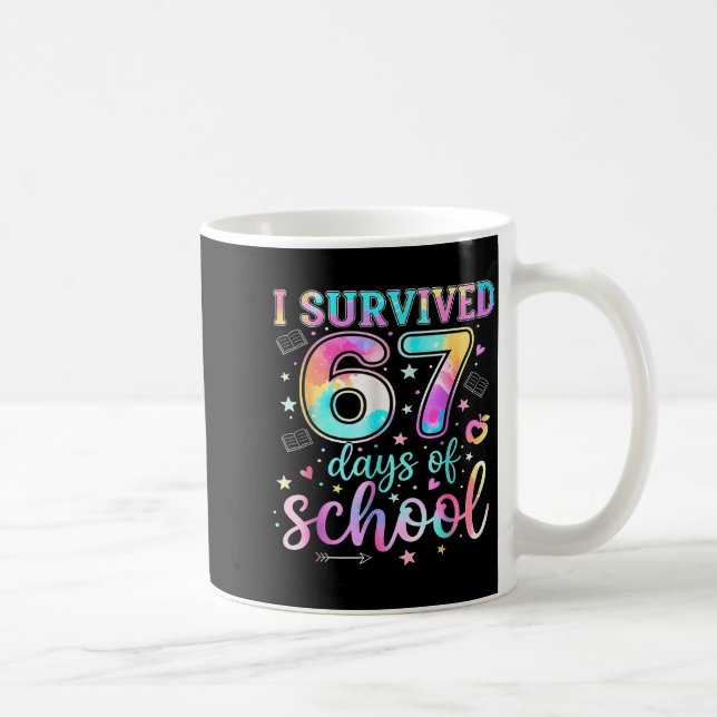 Jag överlevde 67 skoldagar Roligt meme lärare Kaffemugg (Höger)
