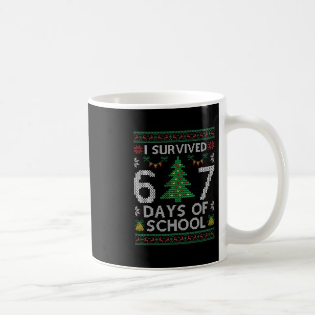 Jag överlevde 67 skoldagar Roligt Six Seven Meme  Kaffemugg (Höger)