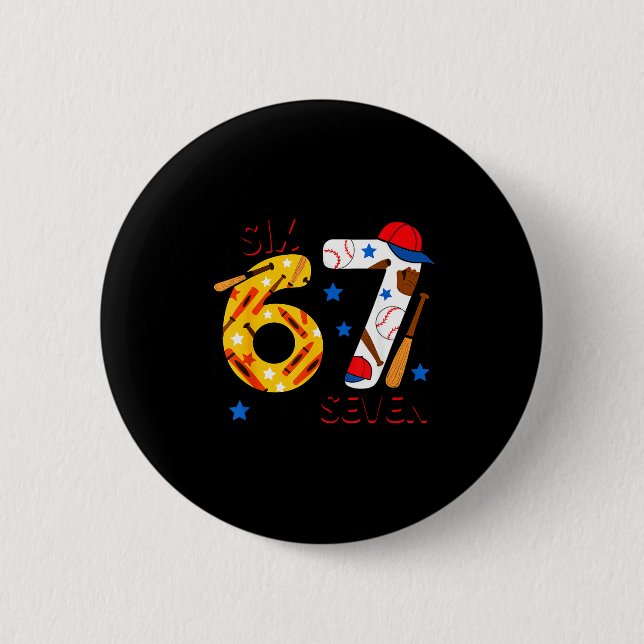Jag överlevde 67 skoldagar Rollig 6 7 basebolltröj Knapp (Framsida)