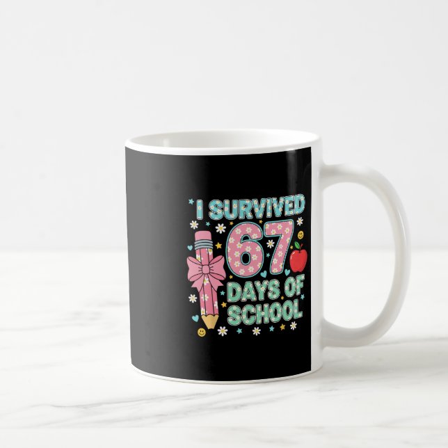 Jag överlevde 67 skoldagar Six Seven Meme för mig Kaffemugg (Höger)