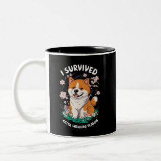 Jag Överlevde Akita Inu Shedding Season Funny Två-Tonad Mugg
