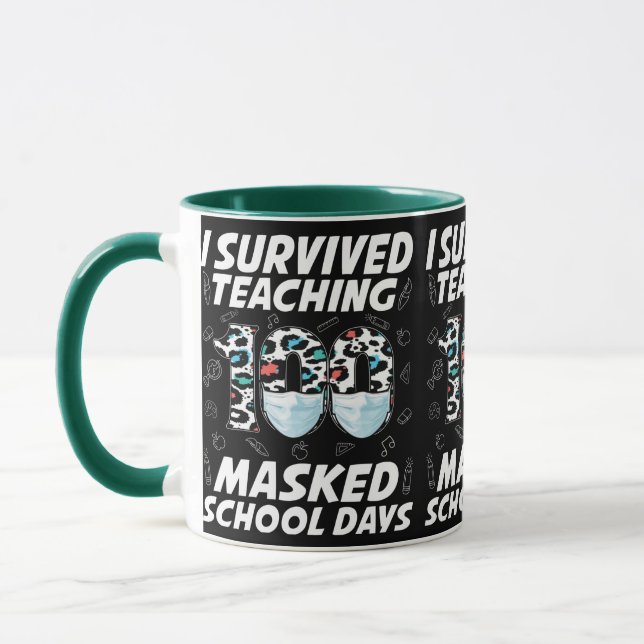 Jag Överlevde att undervisa 100 Mask School Days Mugg (Vänster)