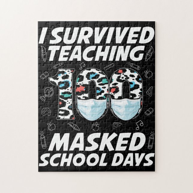 Jag Överlevde att undervisa 100 Mask School Days Pussel (Vertikal)
