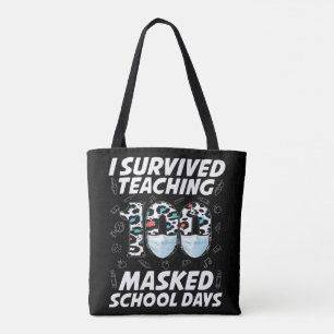 Jag Överlevde att undervisa 100 Mask School Days Tygkasse