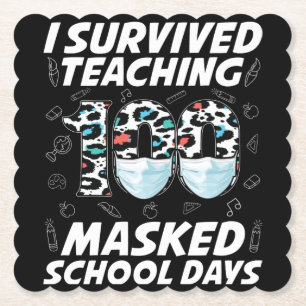 Jag Överlevde att undervisa 100 Mask School Days Underlägg Papper