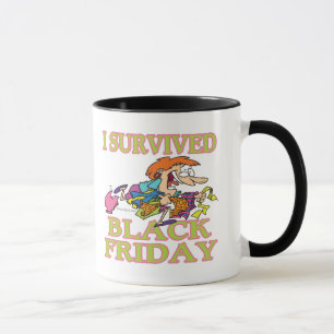 JAG ÖVERLEVDE BLACK FREDAG FUNNY TECKNAD MUGG