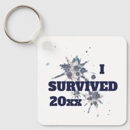 Jag Överlevde Blue Covid Virus Keychain Nyckelring