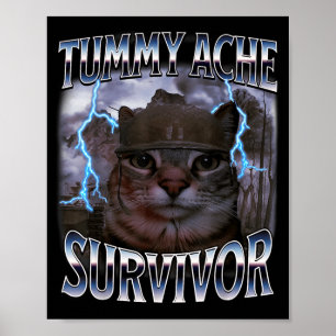 Jag överlevde dagens magsmärta Roligt dumt katt-me Poster
