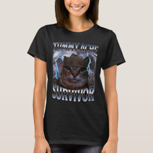 Jag överlevde dagens magsmärta Roligt dumt katt me T Shirt