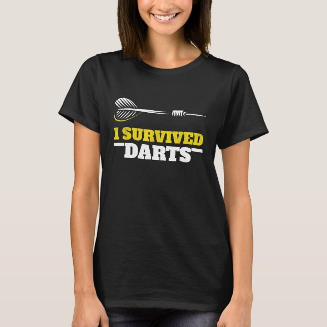 Jag Överlevde Darts Funny Coola Gift Dart Player T Shirt (Framsida)