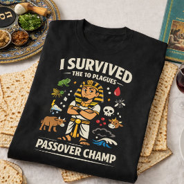 Jag överlevde de 10 plågorna Rolig Passah-champ T Shirt