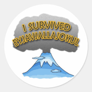 Jag överlevde den Eyjafjallajokull vulkantshirten Runt Klistermärke