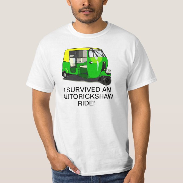 JAG ÖVERLEVDE en AUTORICKSHAW-RITTtshirt Tee (Framsida)