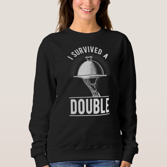 Jag Överlevde en Dubbla Restaurang Server Servitör T Shirt (Framsida)