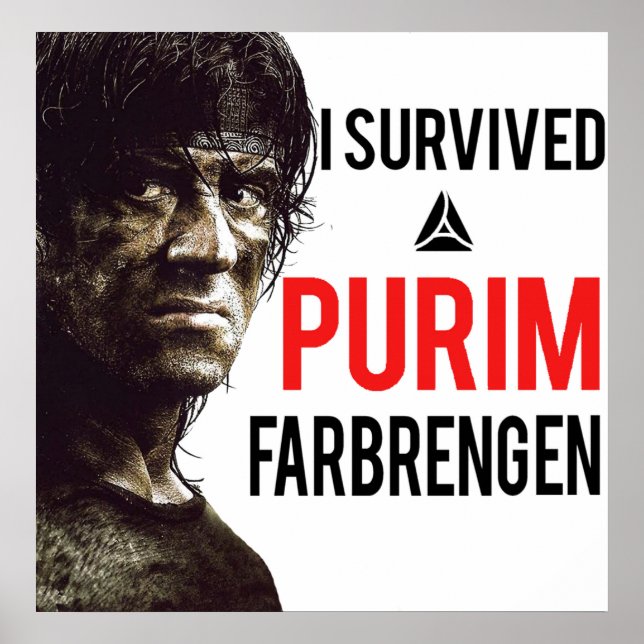 Jag överlevde en Purim FarbrSchengen Poster (Framsidan)