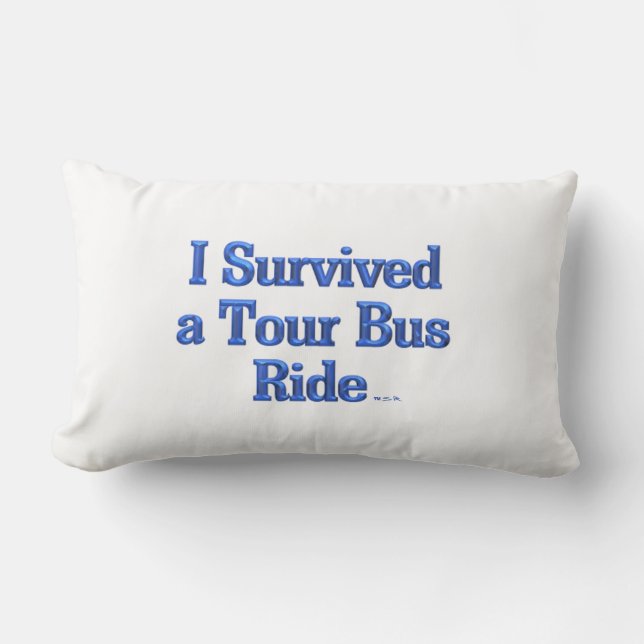 Jag Överlevde en vit lumbalkudde vid Tour Buss. Lumbarkudde (Framsida)