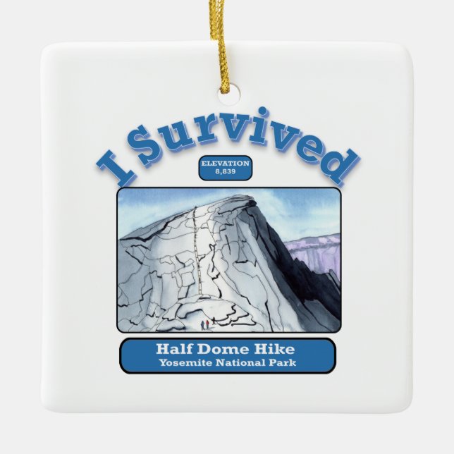 Jag överlevde Half Dome-vandringen Julgransprydnad Keramik (Framsida)