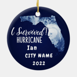 Jag Överlevde! Hurrican Ian Anpassningsbar Florida Julgransprydnad Keramik