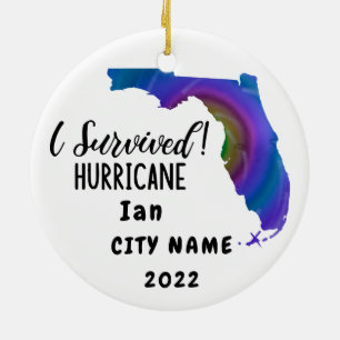 Jag Överlevde! Hurrican Ian Anpassningsbar Florida Julgransprydnad Keramik