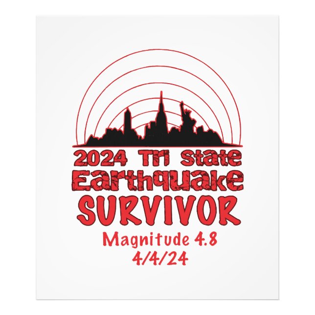 Jag överlevde jordbävningen i NYC Tri State 2024 Fototryck (Framsidan)