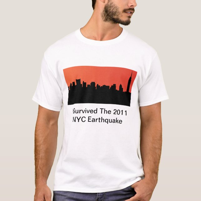 Jag överlevde jordskalvet för 2011 NYC Tee Shirt (Framsida)