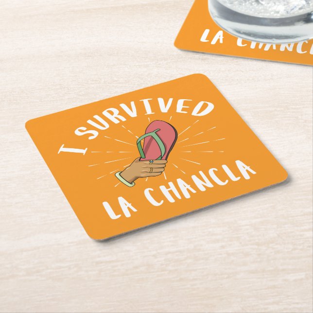 Jag Överlevde La Chancla Funny Mexican Mor Joke Underlägg Papper Kvadrat (Vinklad)