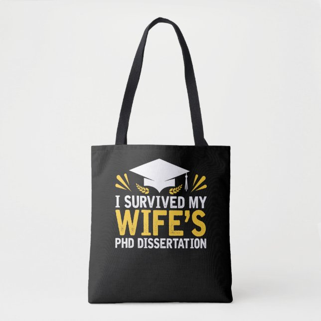 Jag överlevde min fru PhD-avhandlingen Tygkasse (Framsida)