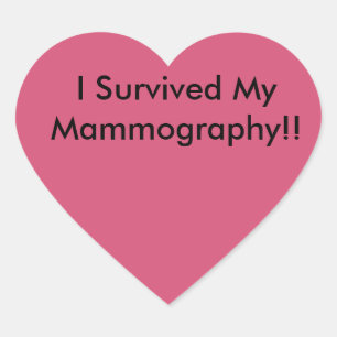 Jag överlevde min mammography! hjärtformat klistermärke